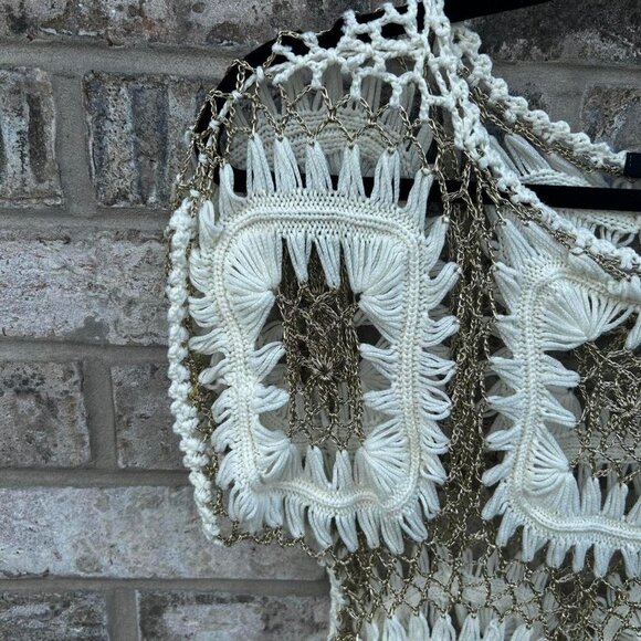 White and Gold crochet top with a boho vibe #crochet #boho - Picture 4 of 5